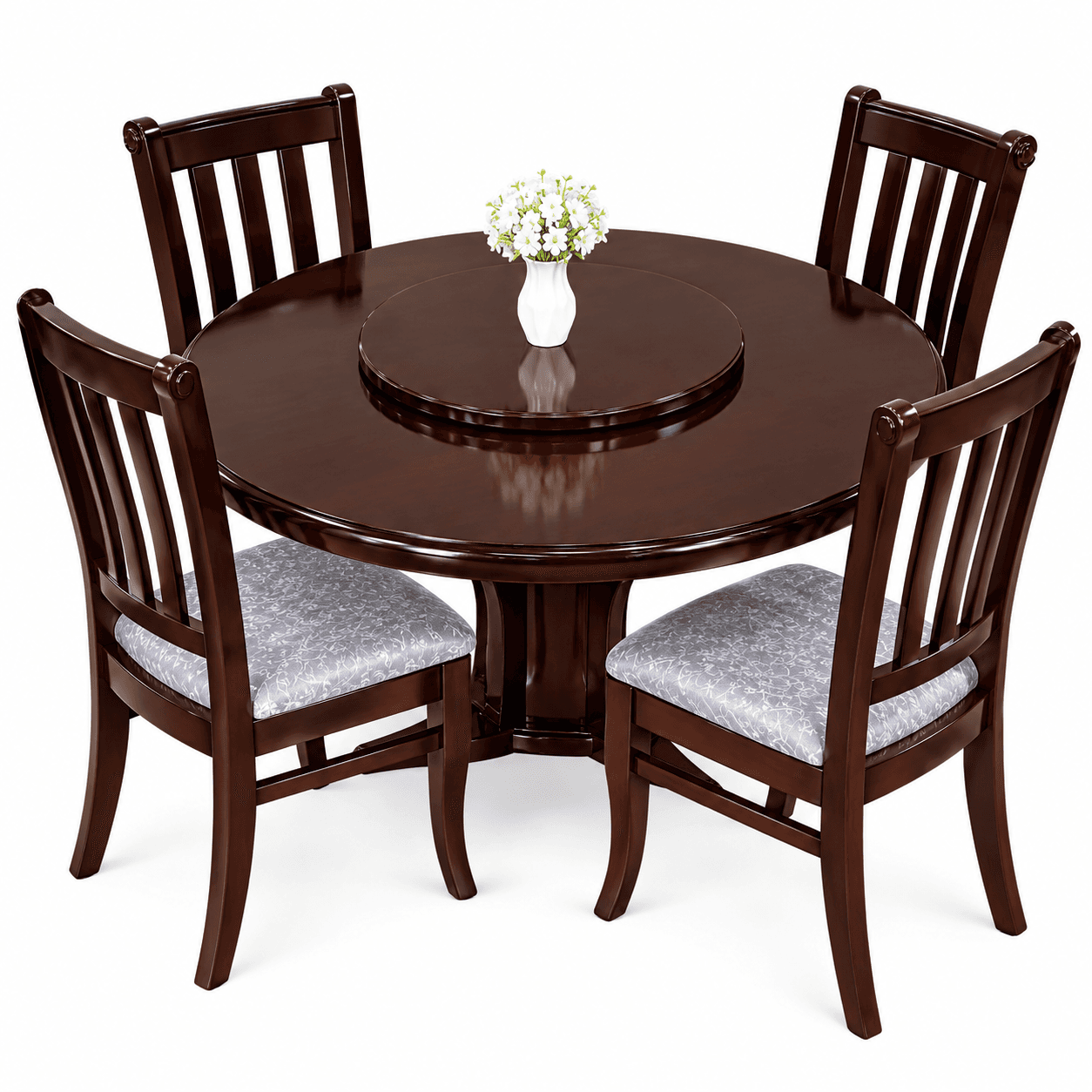 Dining table set in a dining room